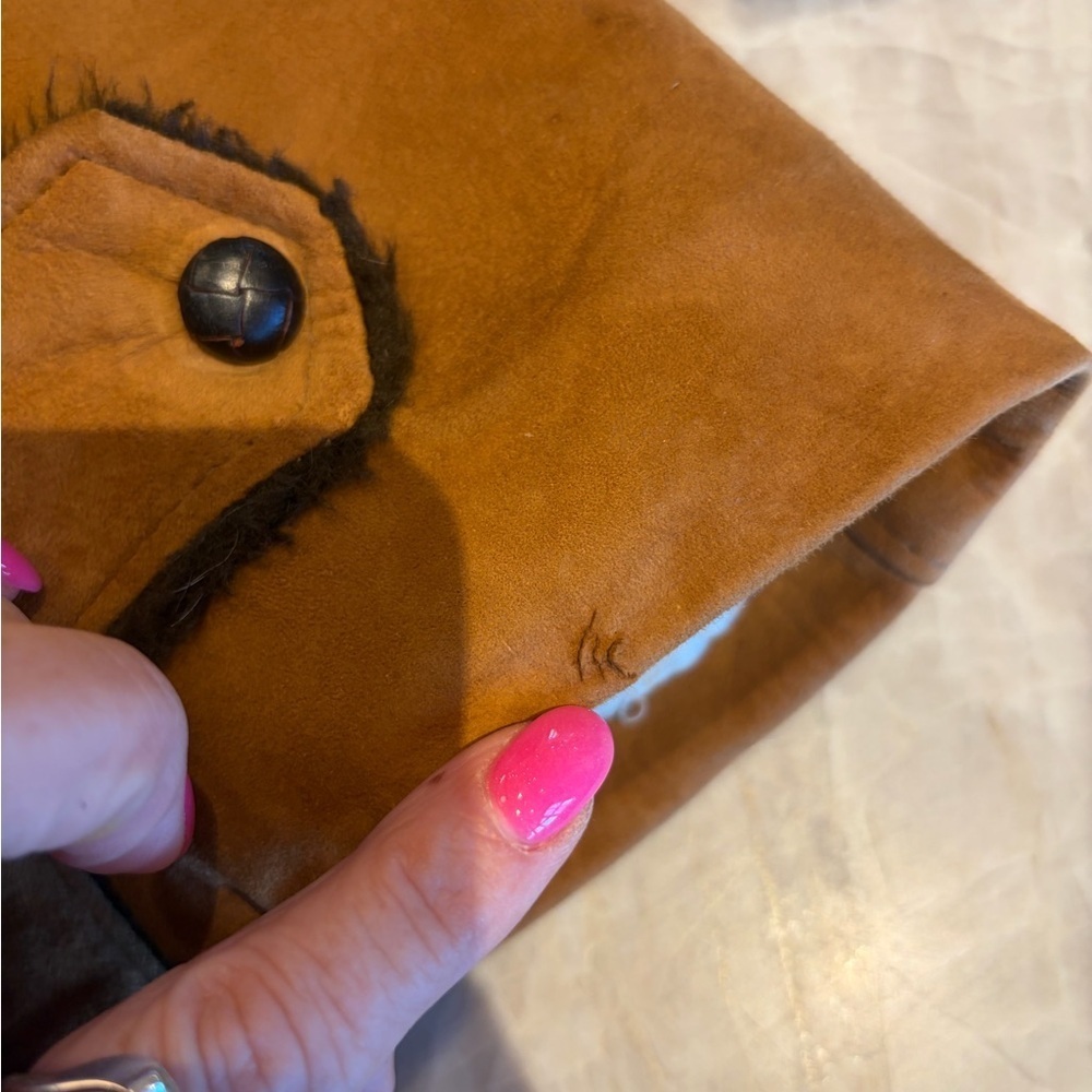 Vintage Holiday Suede & Shearling Coat | Treated Suede | Boston, Mass. - Picture 10 of 12